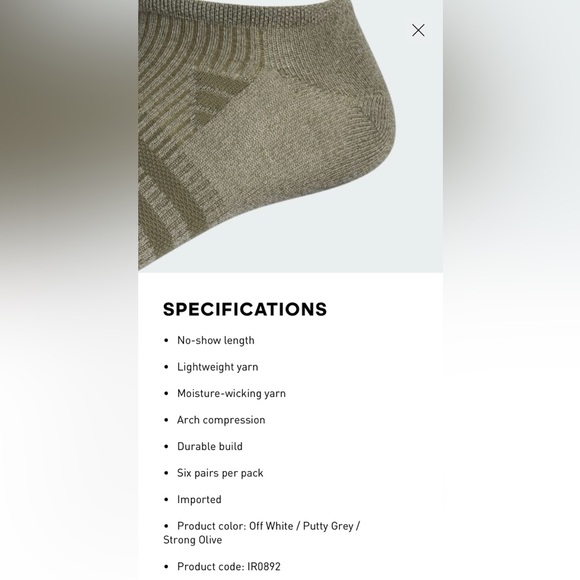 Adidas Superlite 3.0 6-Pack No-Show Socks - Size Large (6-12) - Picture 6 of 7